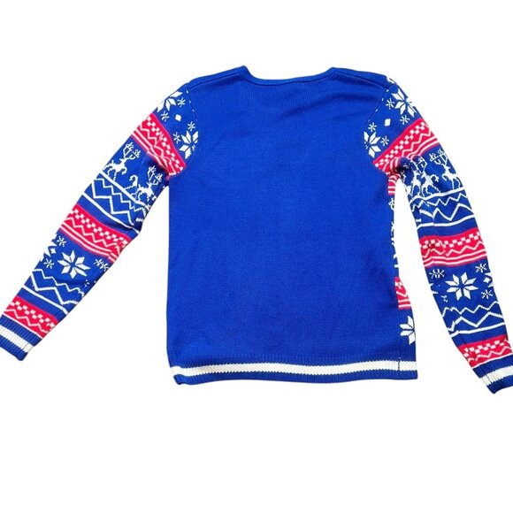 Jolly Sweaters Christmas Sweater Mens Size M Red White Blue Suit Fair Isle - Picture 4 of 4